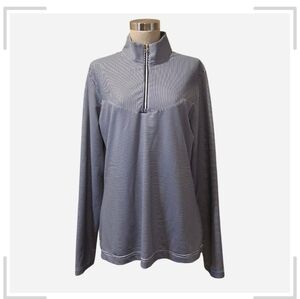 Cutter & Buck • Black & White Striped 1/4 Zip Pullover. Sz LG. EUC!